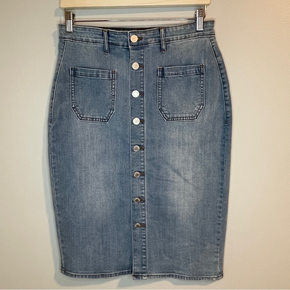 Haute Hippie Tribe 'Darcy' Denim Skirt Light Wash Size 4